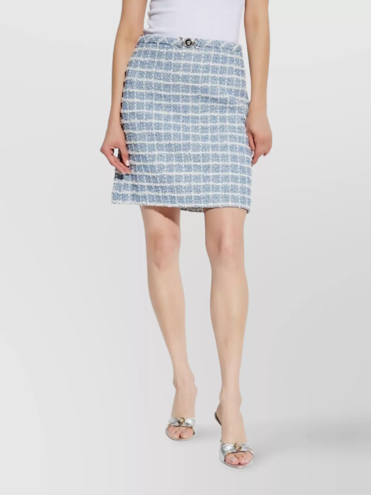 Versace Mini Skirt In Tweed With Belt Detail