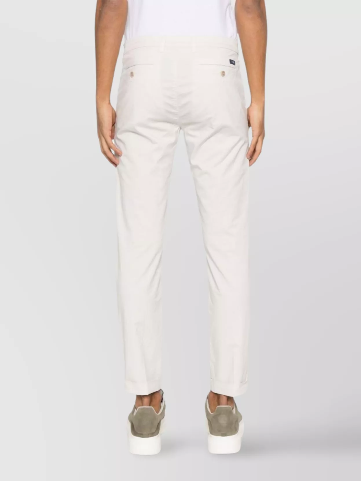 Fay Cropped Trousers With Belt Loops And Pockets In White