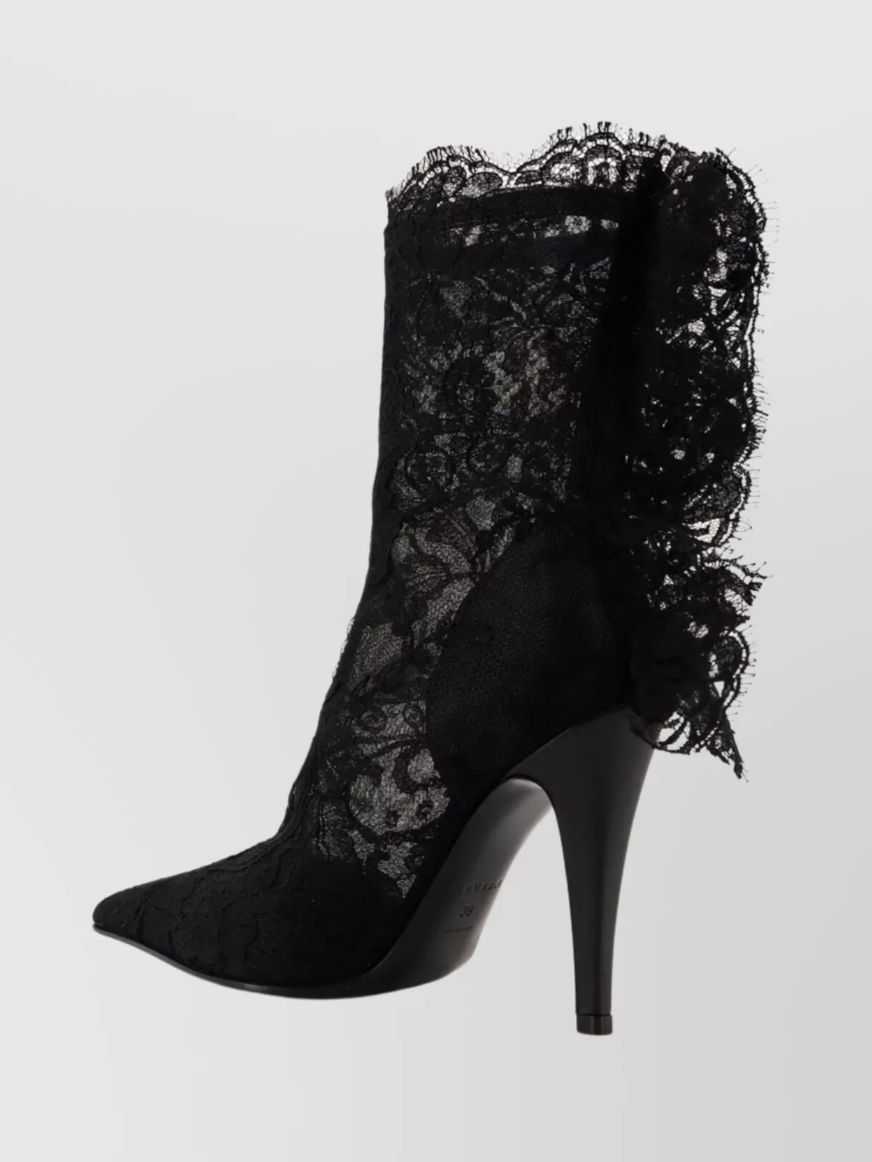Alexander Mcqueen Lace Overlay Pointed Toe Stiletto Boots In Black