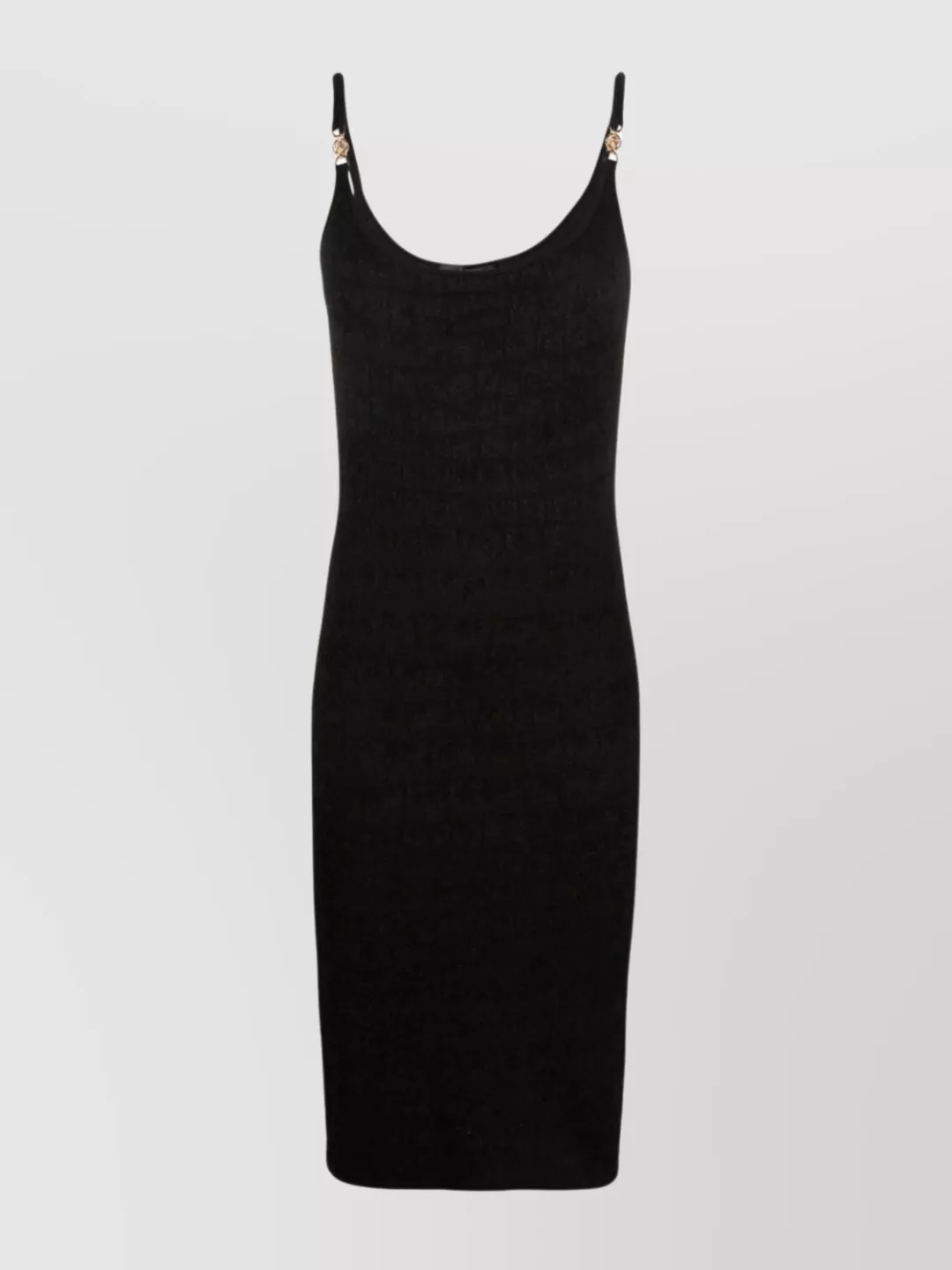 Shop Versace Mini Dress With Crocodile Jacquard Knit In Black