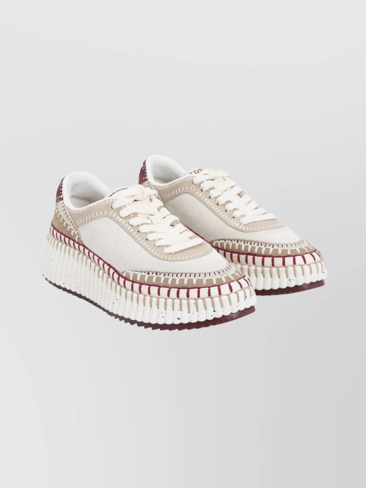 Chloé Nama Textured-sole Lace-up Sneakers In Multi