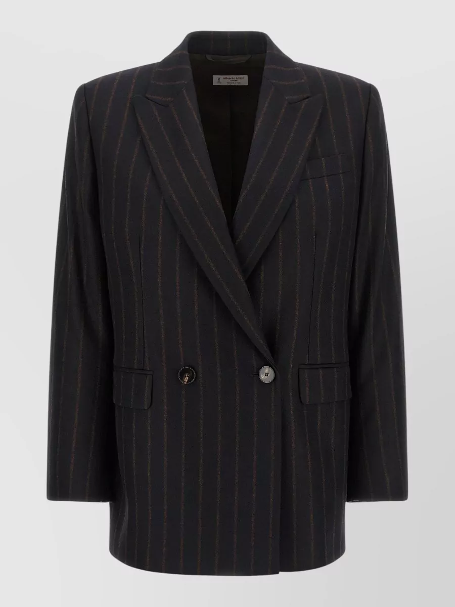 Alberto Biani Wool Pinstripe Double-Breasted Blazer