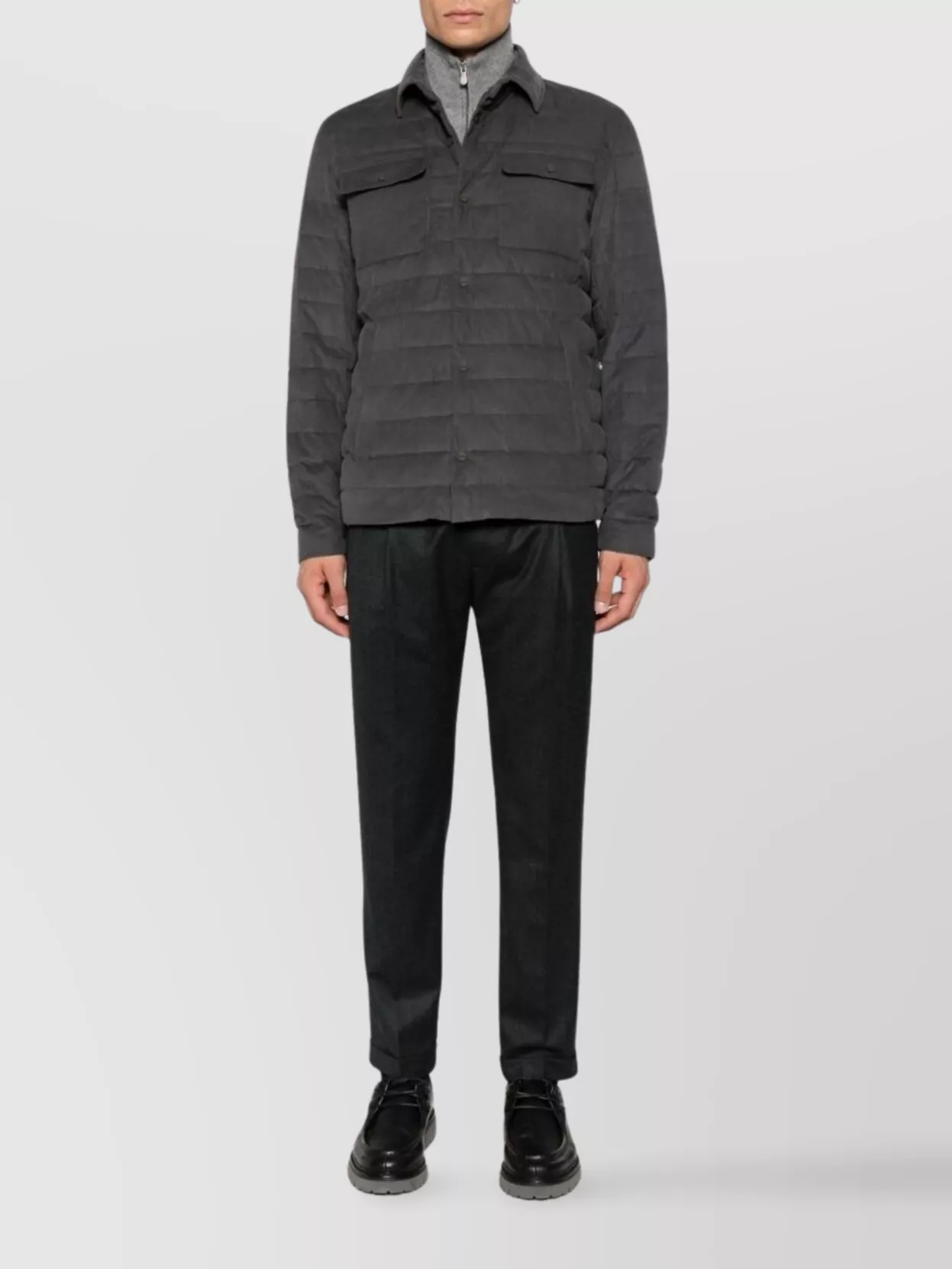 Herno Padded Jackets With Collar And Pockets In Gray