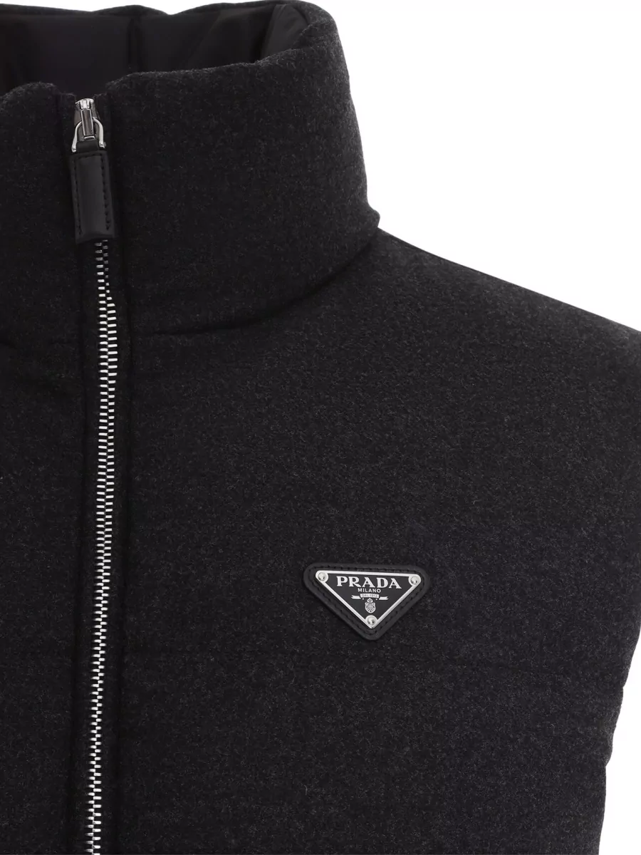 Prada Cashmere Wool Sleeveless Belted Coat