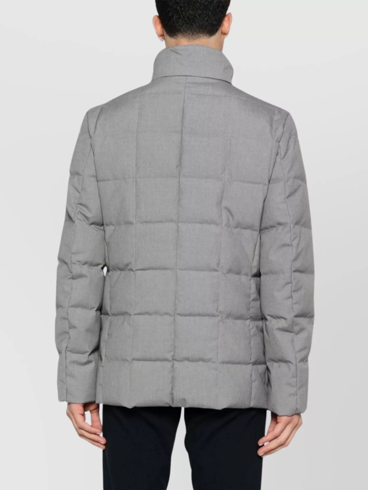 Fay Layered Design Puffer Jacket In Grey