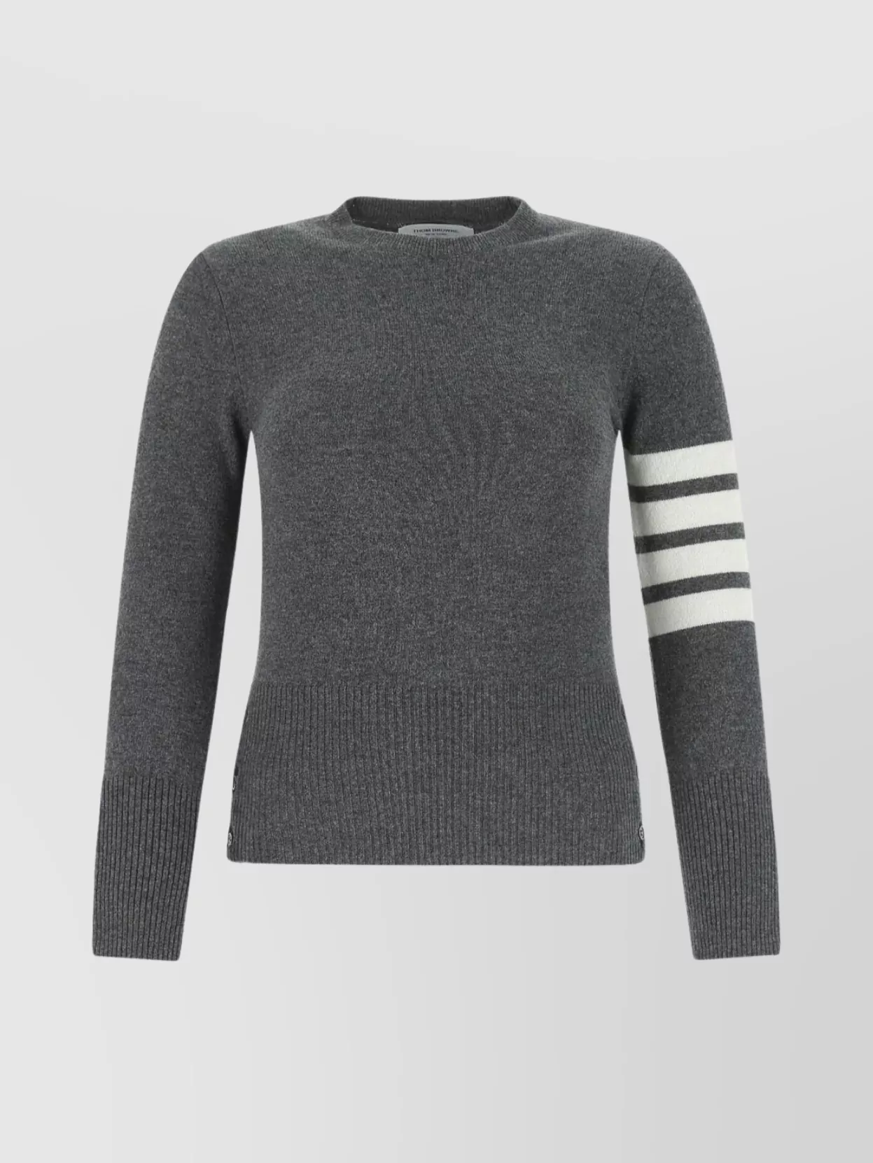 Shop Thom Browne Wool Crew Neck Sweater With Striped Sleeves