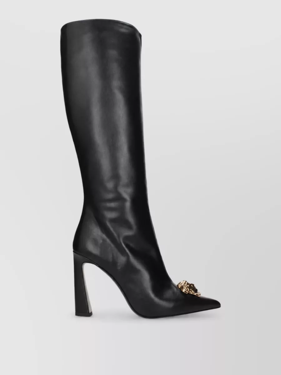Versace Leather High Heel Boots