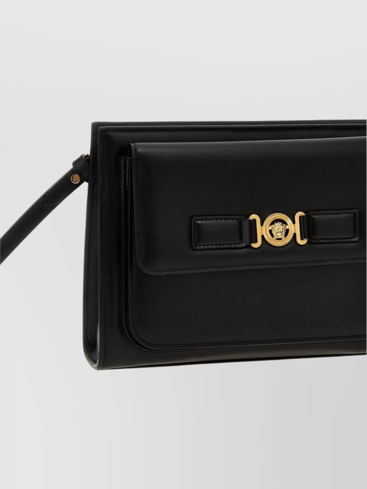 Versace 'Medusa' Wrist Strap Clutch Bag With Front Flap Pocket