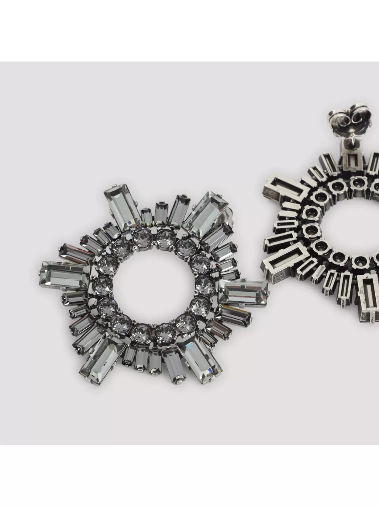 Amina Muaddi Mini Gemstone Embellished Hoop Earrings In Metallic