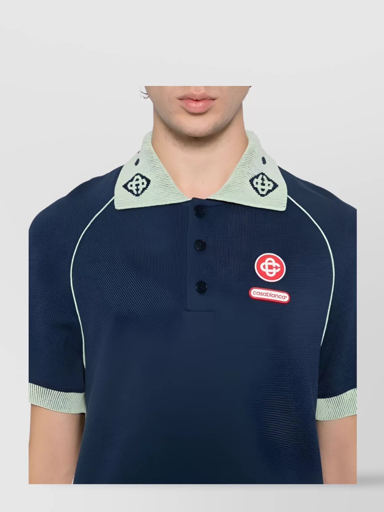 Casablanca Chenille Collar Raglan Polo Shirt
