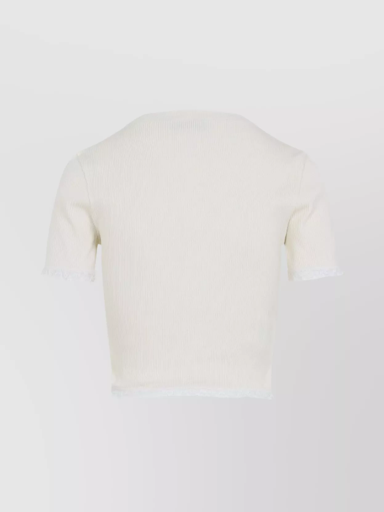 Miu Miu Cropped Cotton T-Shirt Lace Trim