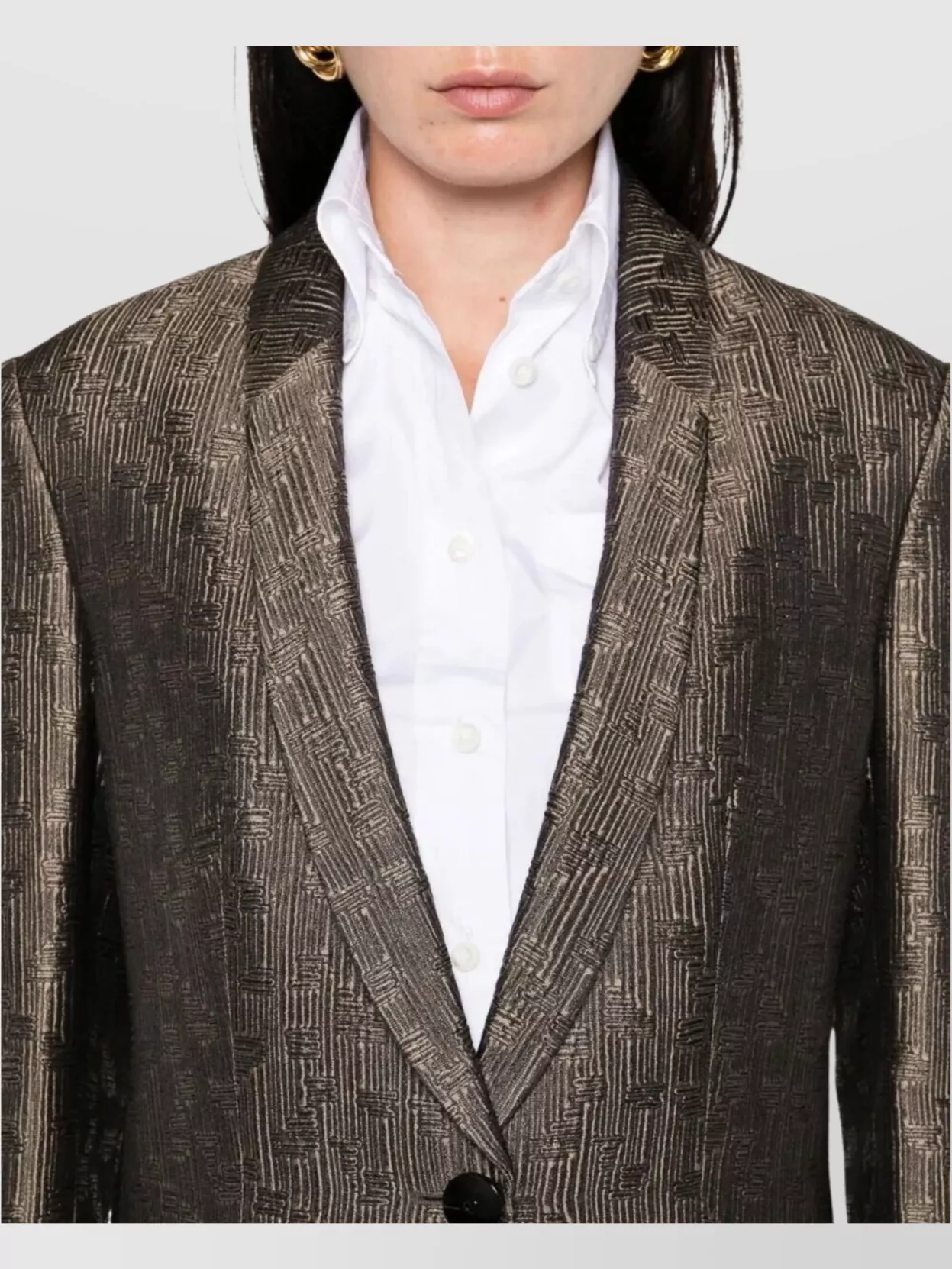 Giorgio Armani Textured Fabric Tailored Jacket In Brown