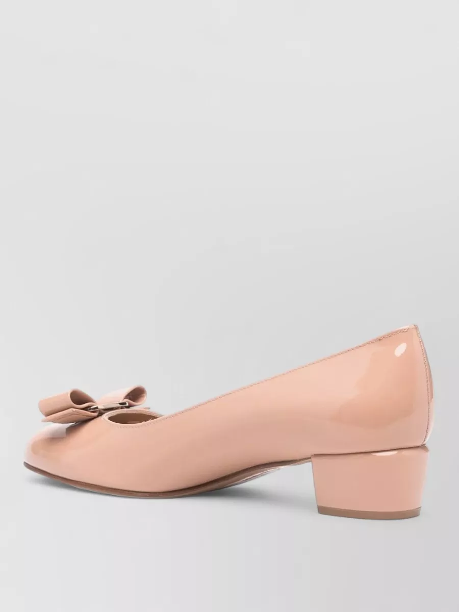 Ferragamo Ballerina Shoes With Round Toe And Bow In Pink