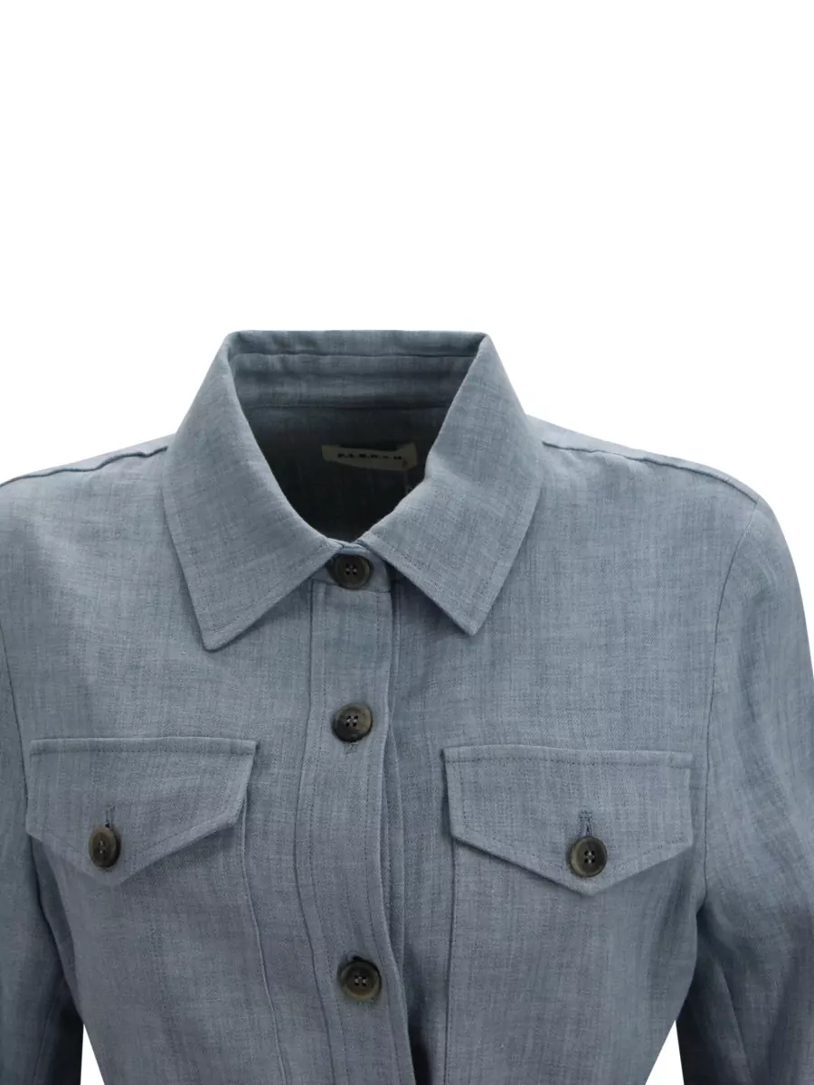 Parosh Linen Belted Single Breasted Coat