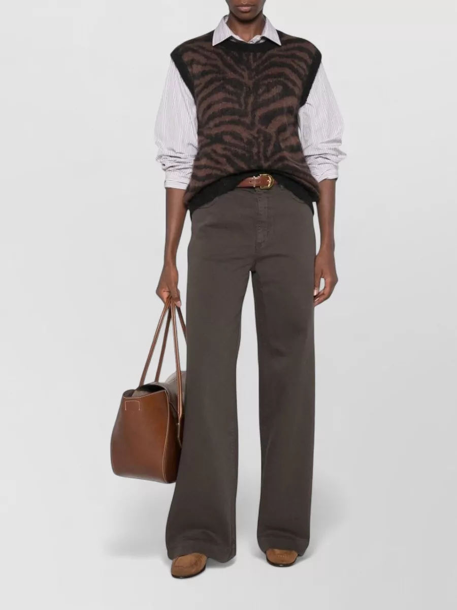 Parosh brushed zebra-pattern sleeveless jumper
