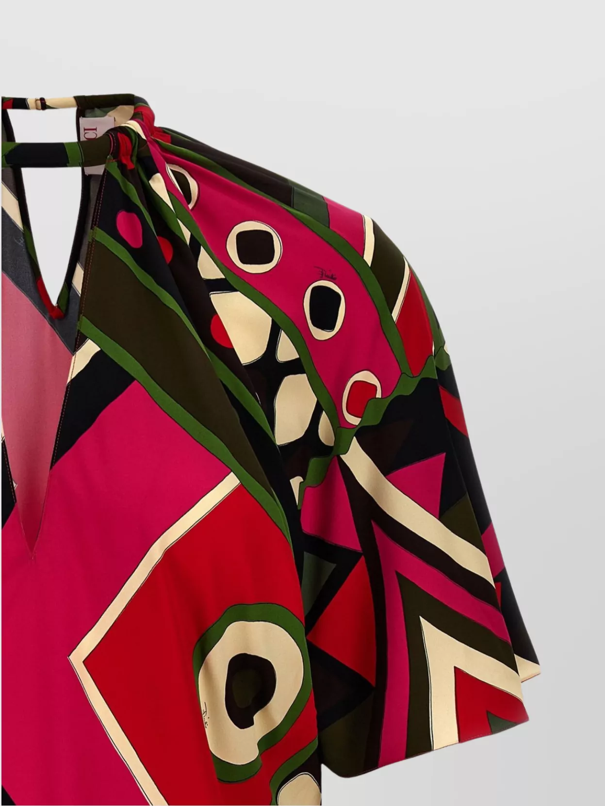 Emilio Pucci 'vivara' Geometric Pattern Keyhole Neck Top