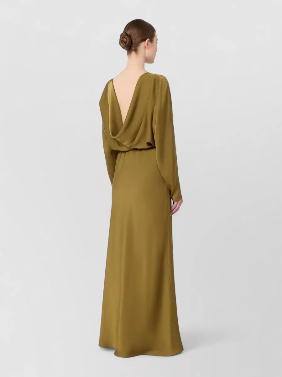 S Max Mara Msepentola Satin Dress Draped Back Belt
