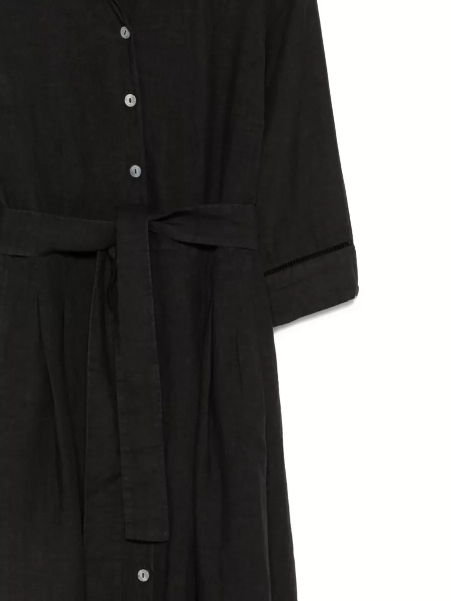 120% Lino Linen Belted Midi Dress