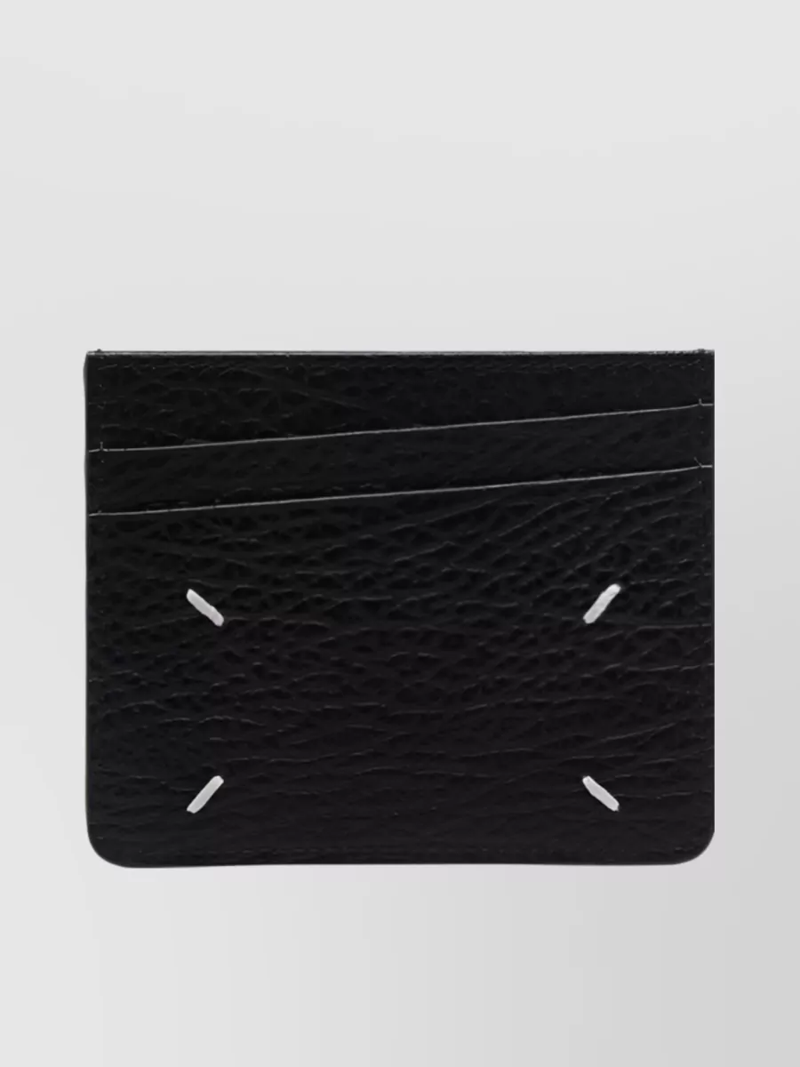 Maison Margiela Textured Leather Asymmetric Cardholder In Black