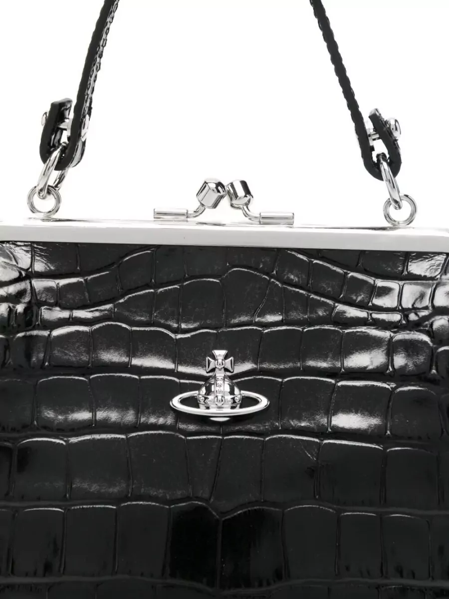 Vivienne Westwood Crocodile Effect Frame Tote Bag Chain Strap
