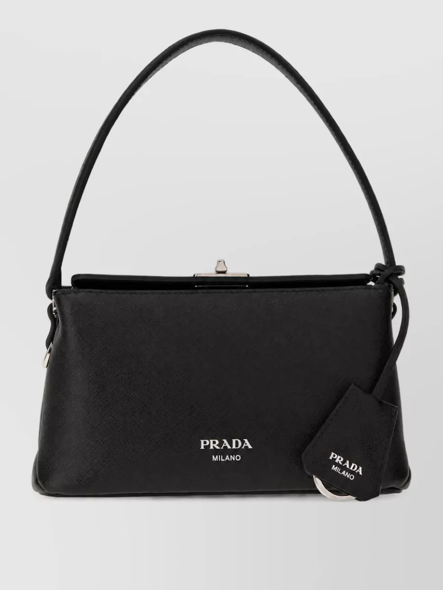 Prada midi leather clutch bag