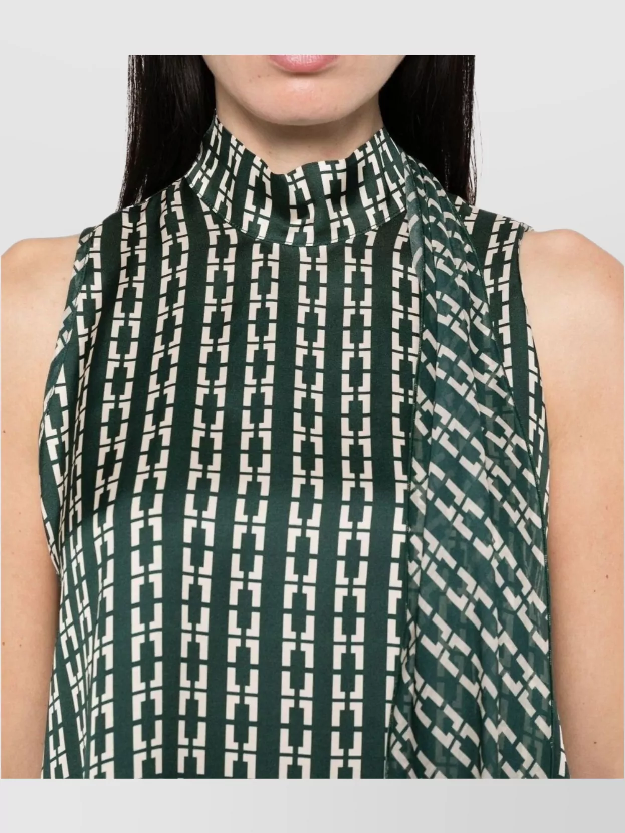 Shop Forte Forte Printed High Neck Top With Sash Detail