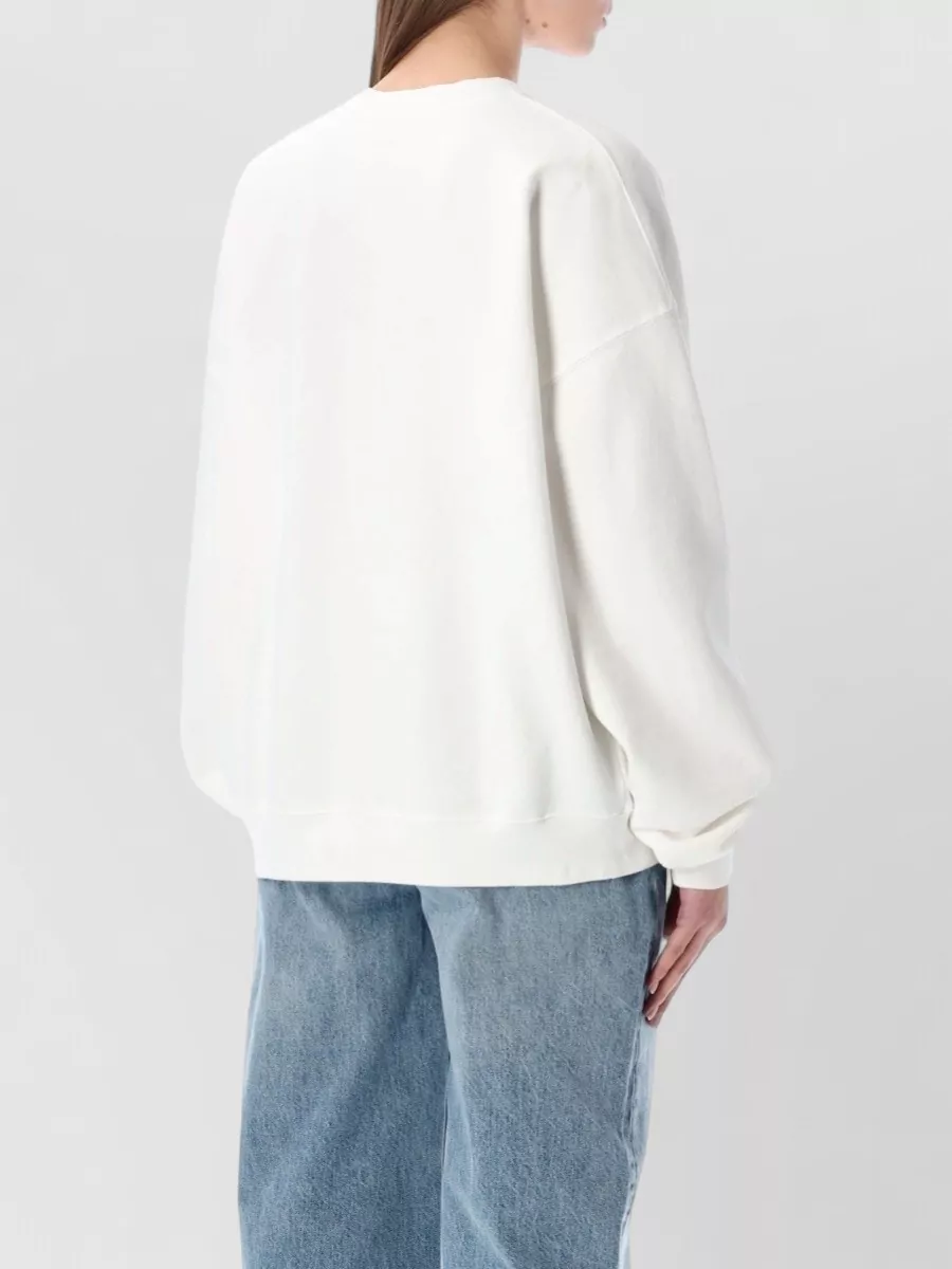 Anine Bing Miles Oversized Crew Neck Letterman Sweatshirt In White