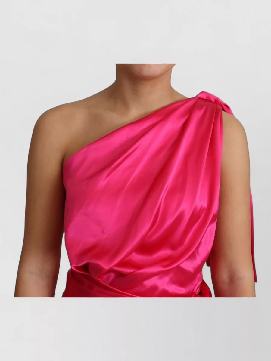 Dolce&Gabbana Silk One-Shoulder Draped Midi Dress