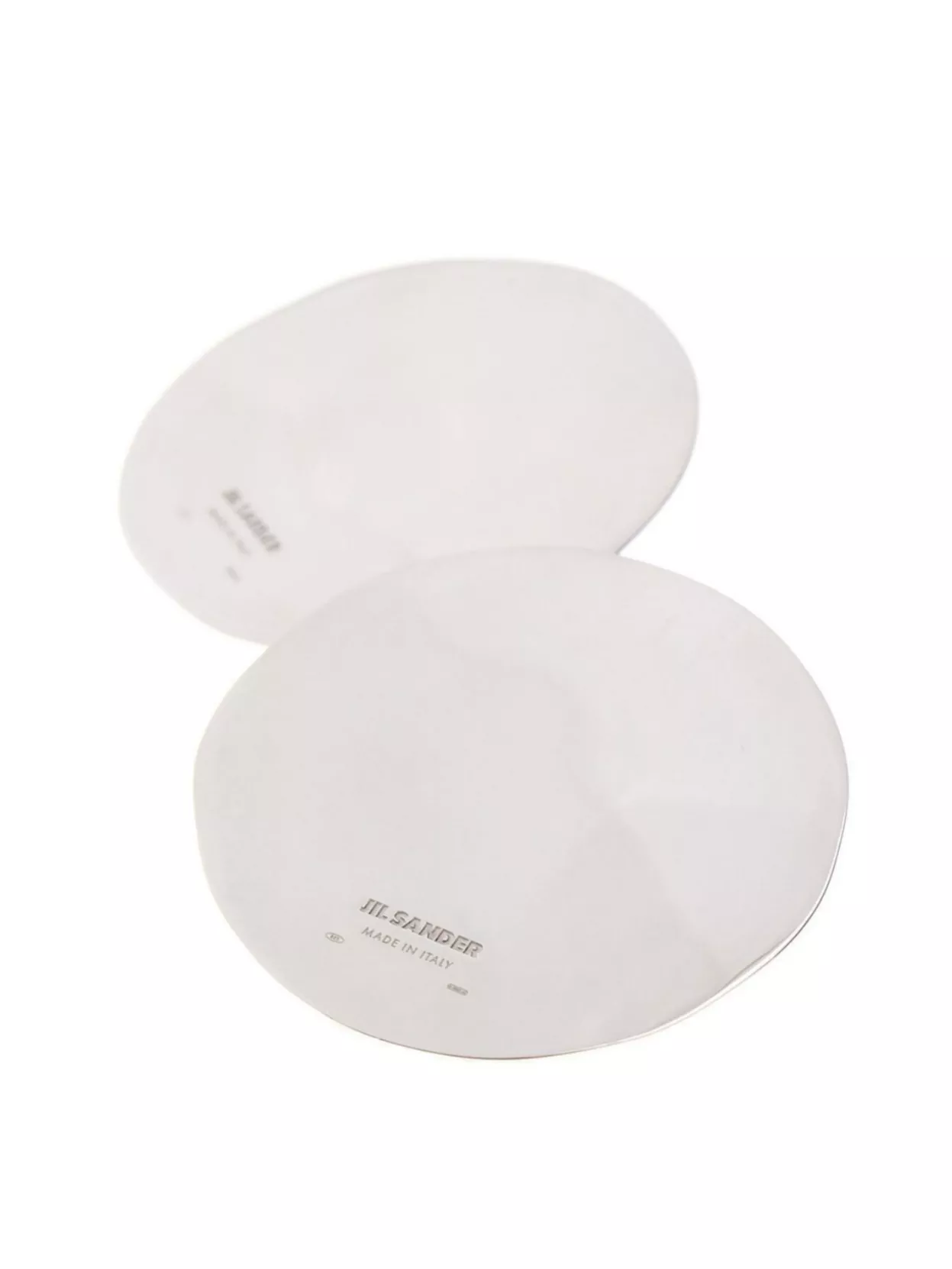 Jil Sander Silver Circular Earrings Polished Finish In White