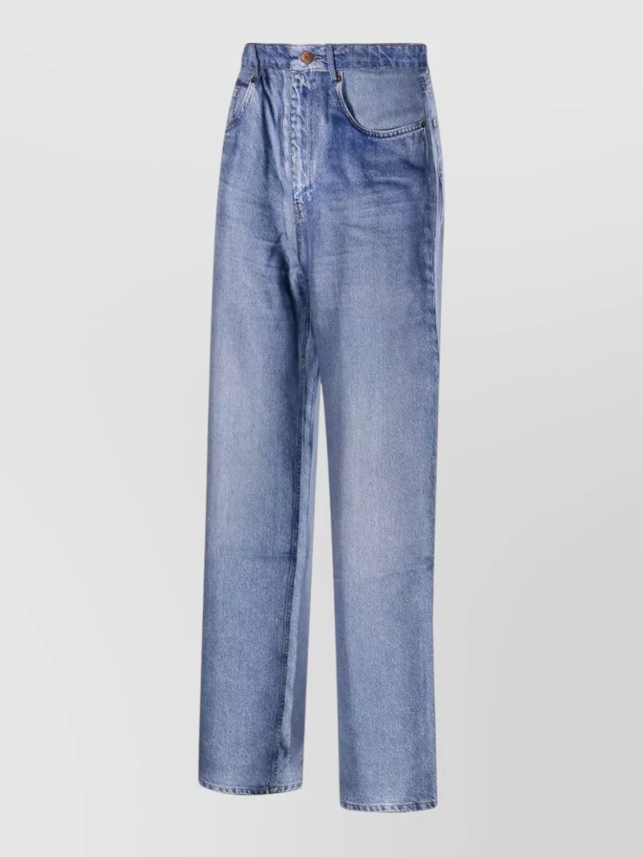 Pierre louise mascia silk high-rise wide-leg jeans