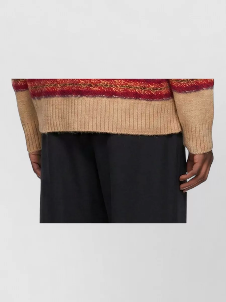 Dries Van Noten Alpaca Wool Striped Crew Neck Sweater