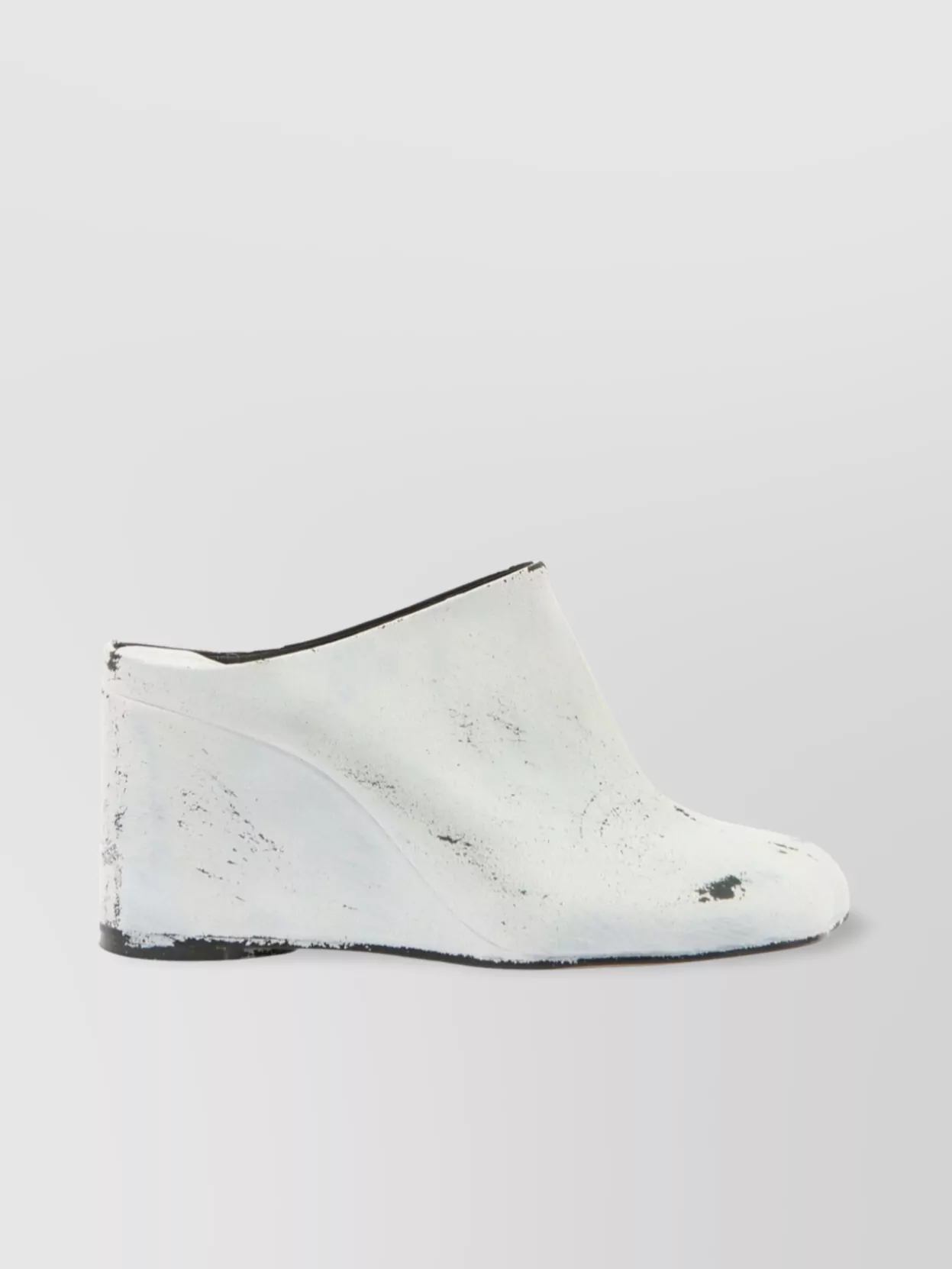 Mm6 Maison Margiela Distressed Leather Wedge Heel Slippers