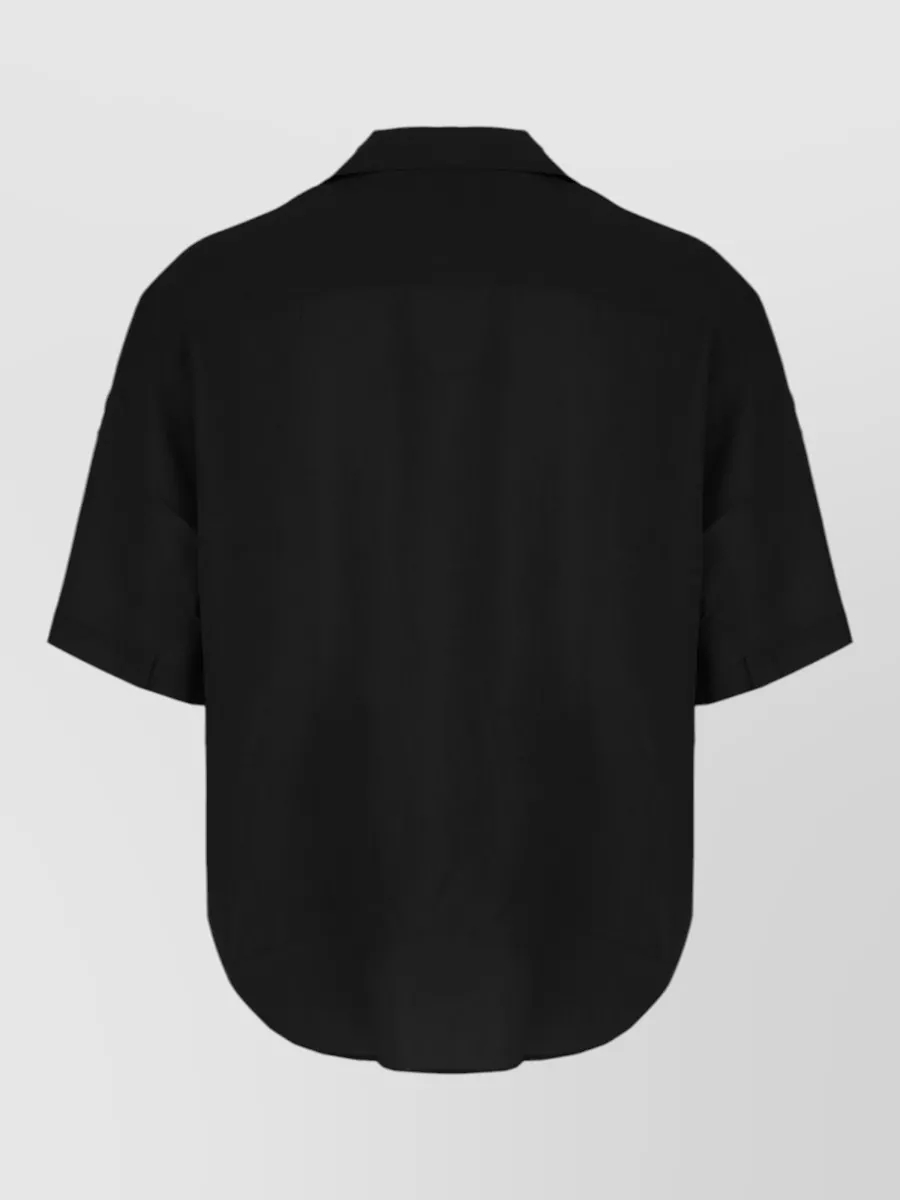 Ami Paris Silk Short-Sleeve Boxy Shirt
