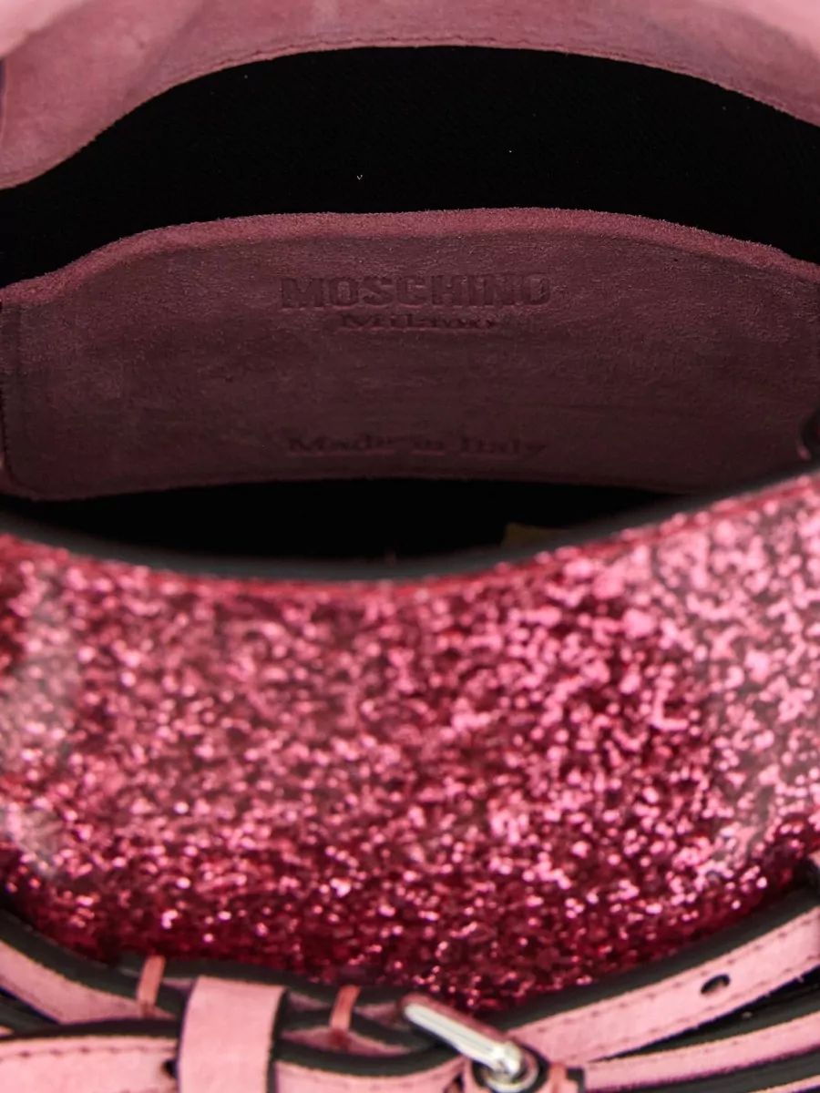 Moschino Leather Glitter Shoulder Bag