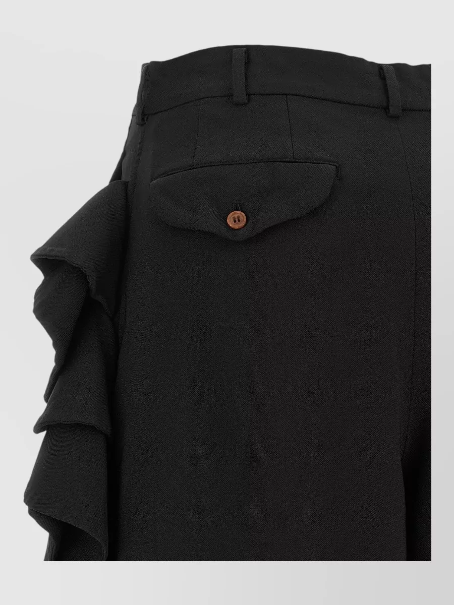 Comme Des Garçons Wide-Leg Ruffled Cropped Trousers