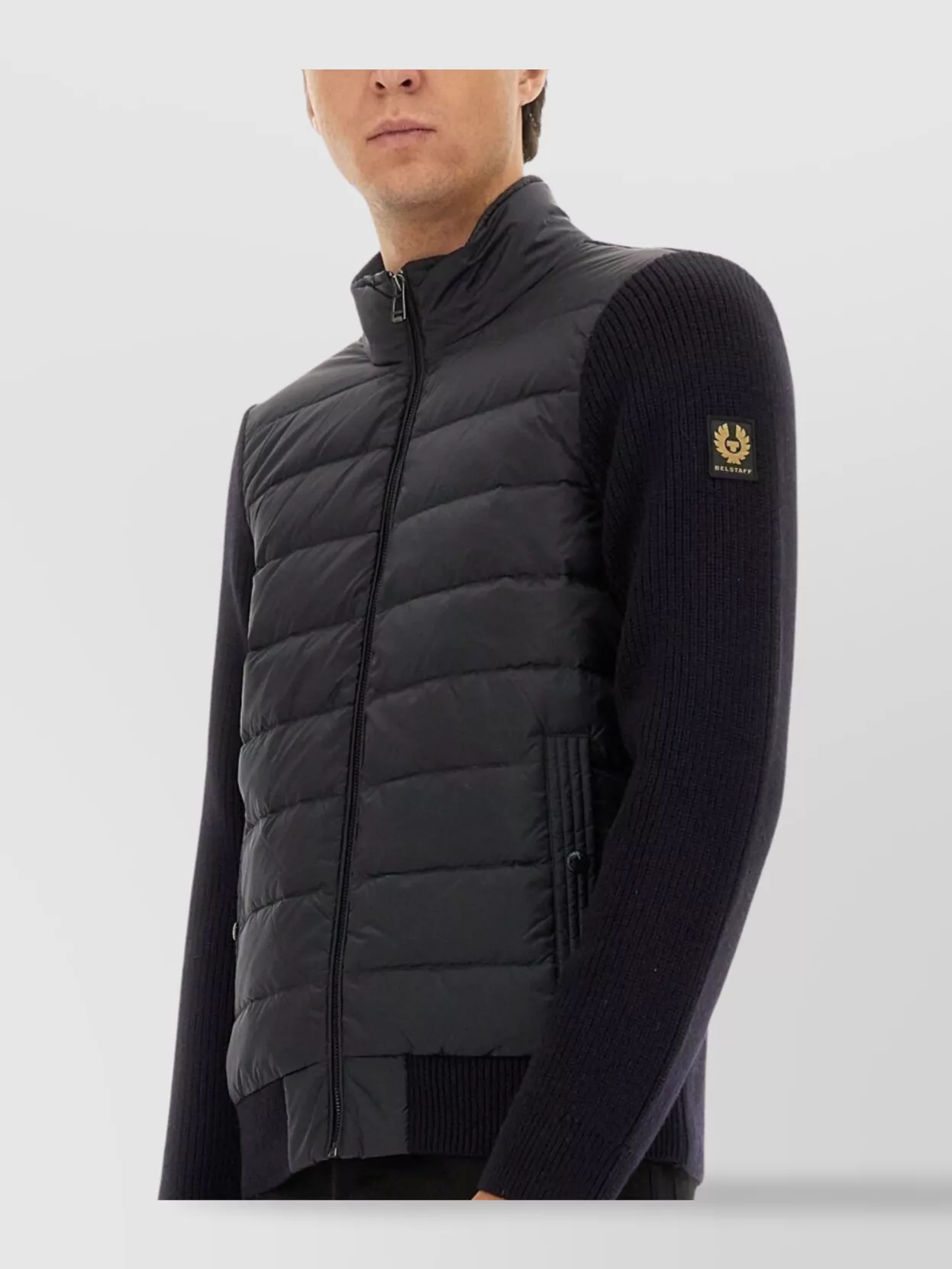 Belstaff High Neck Padded Front Knit Sweater