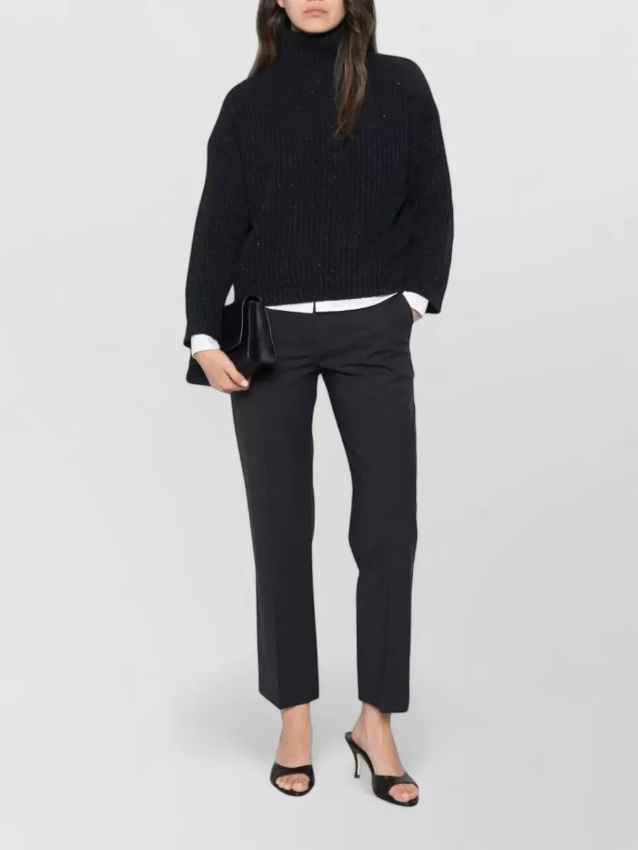 Brunello Cucinelli Pressed-Crease Wool Tailored Trousers