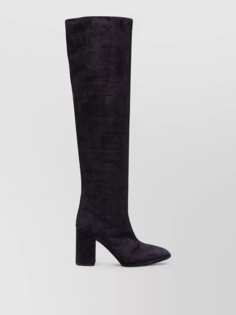 Le Silla suede leather croc-effect ankle boots