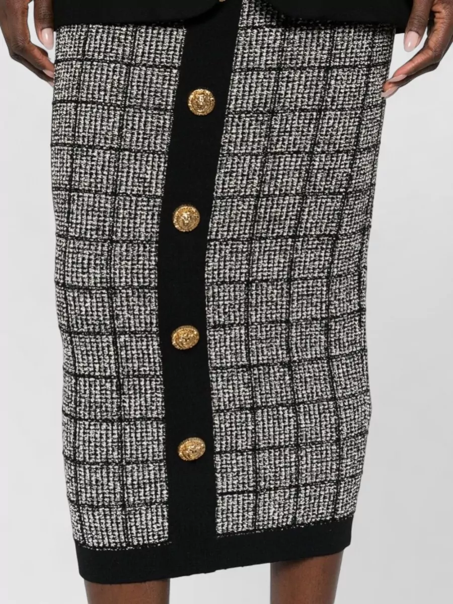Balmain Tweed Long Skirt High Waist Midi