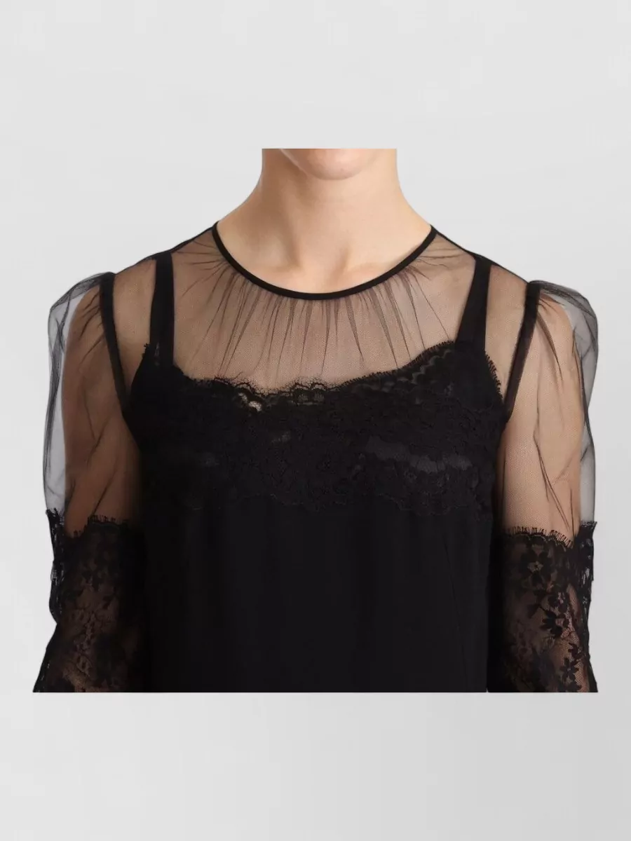 Dolce&Gabbana Sheer Floral Lace Crystal Maxi Dress