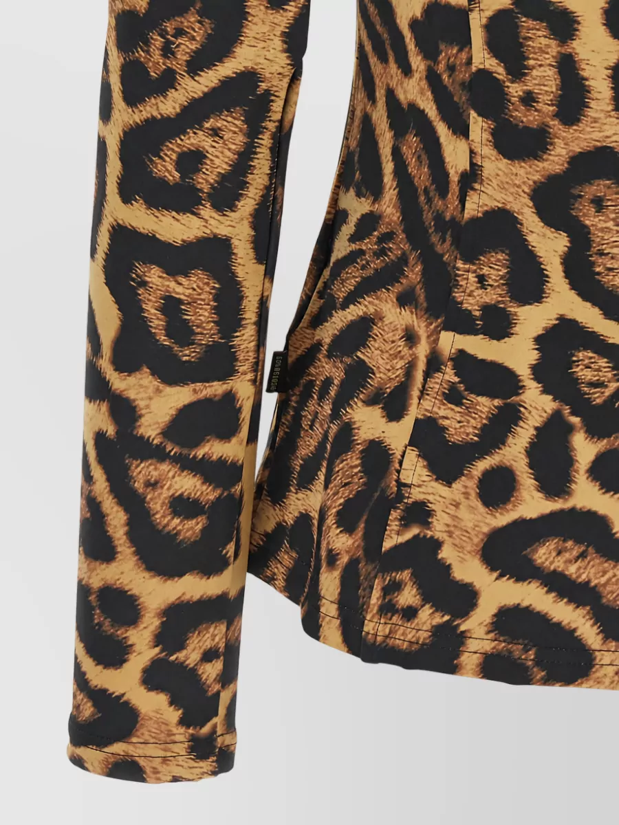 Goldbergh Jaguar-Print Long-Sleeve High-Neck Top
