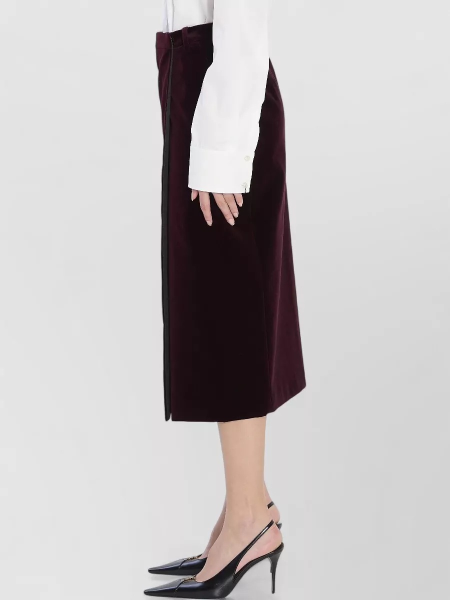 Saint Laurent Velvet Wrap Midi Skirt High Waist