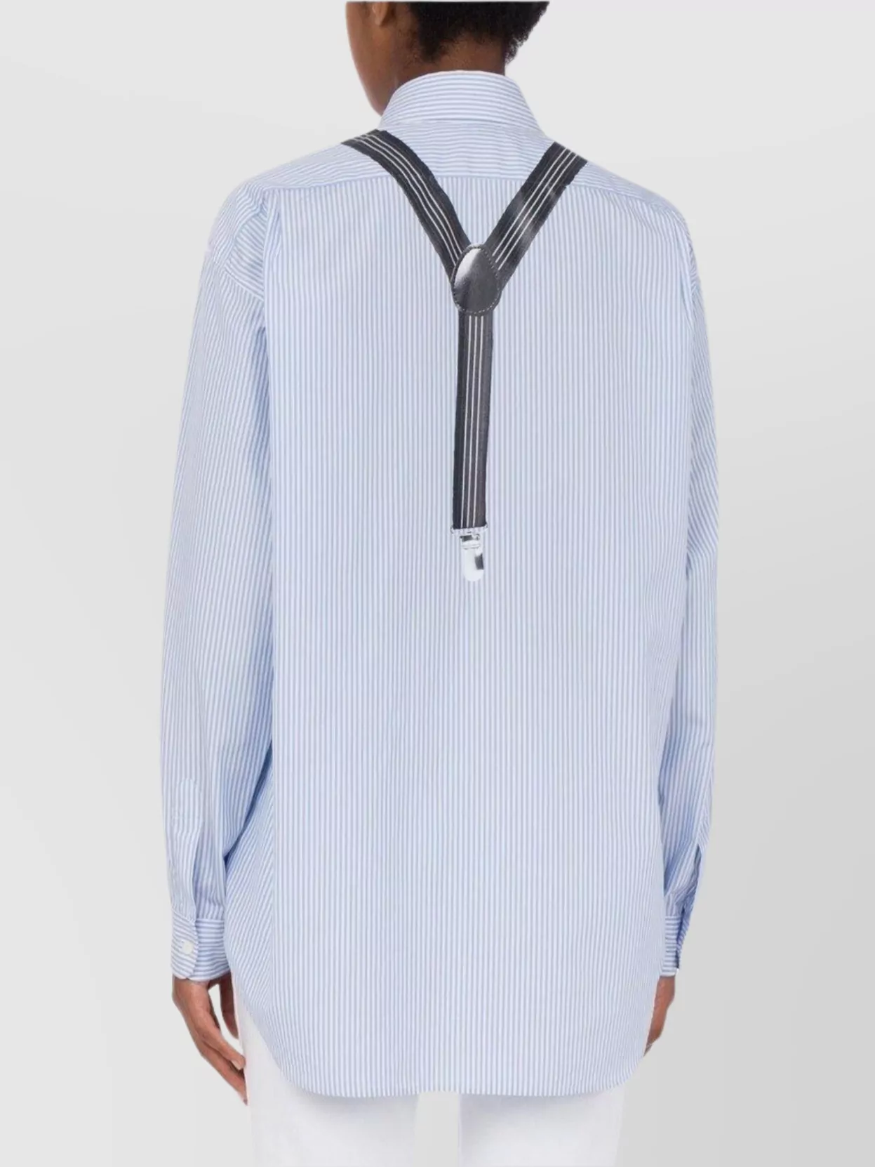 Moschino Striped Pattern Long Sleeves With Detachable Suspenders In Blue