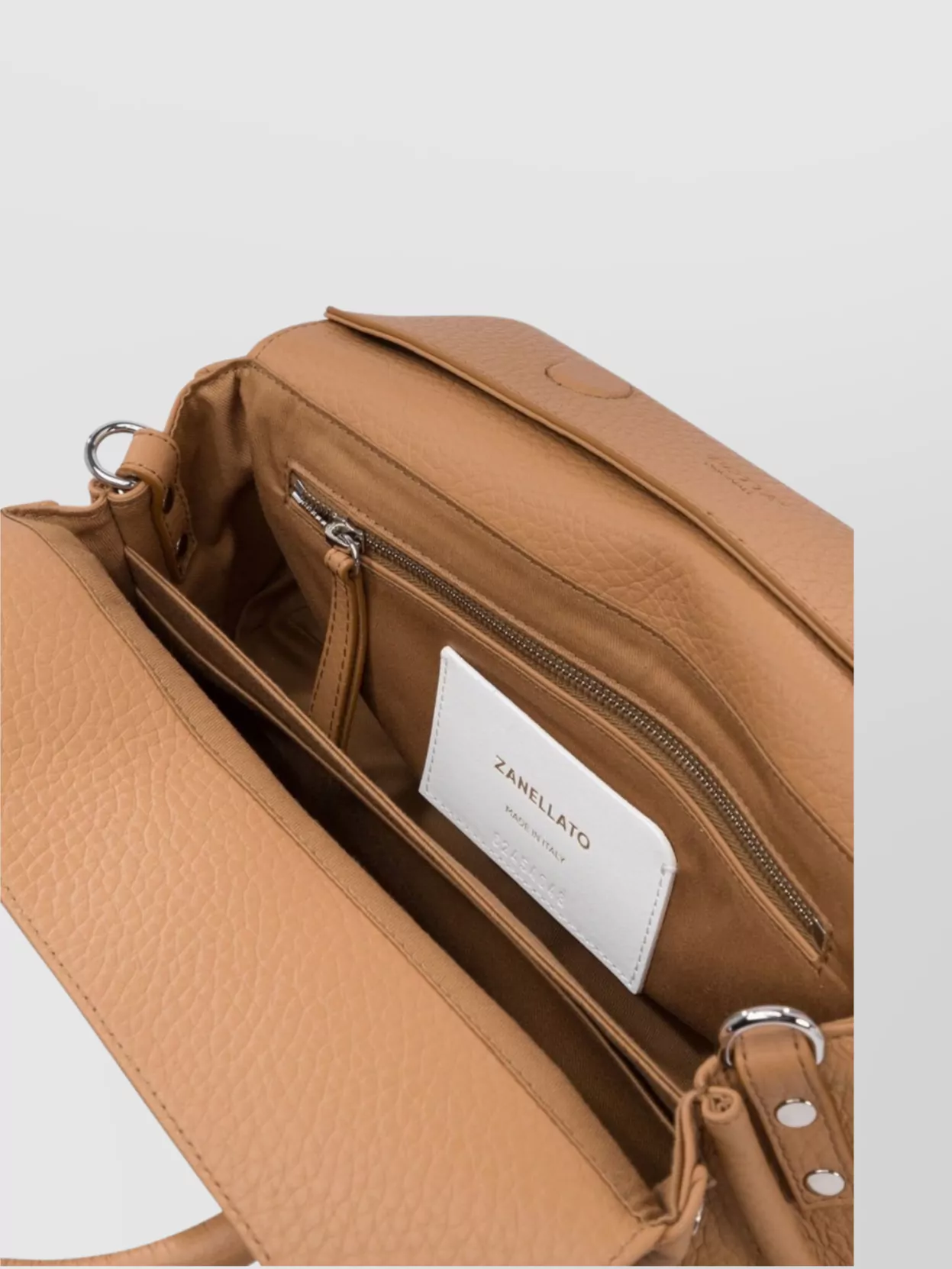 Zanellato Studded Leather Shoulder Bag With Detachable Strap