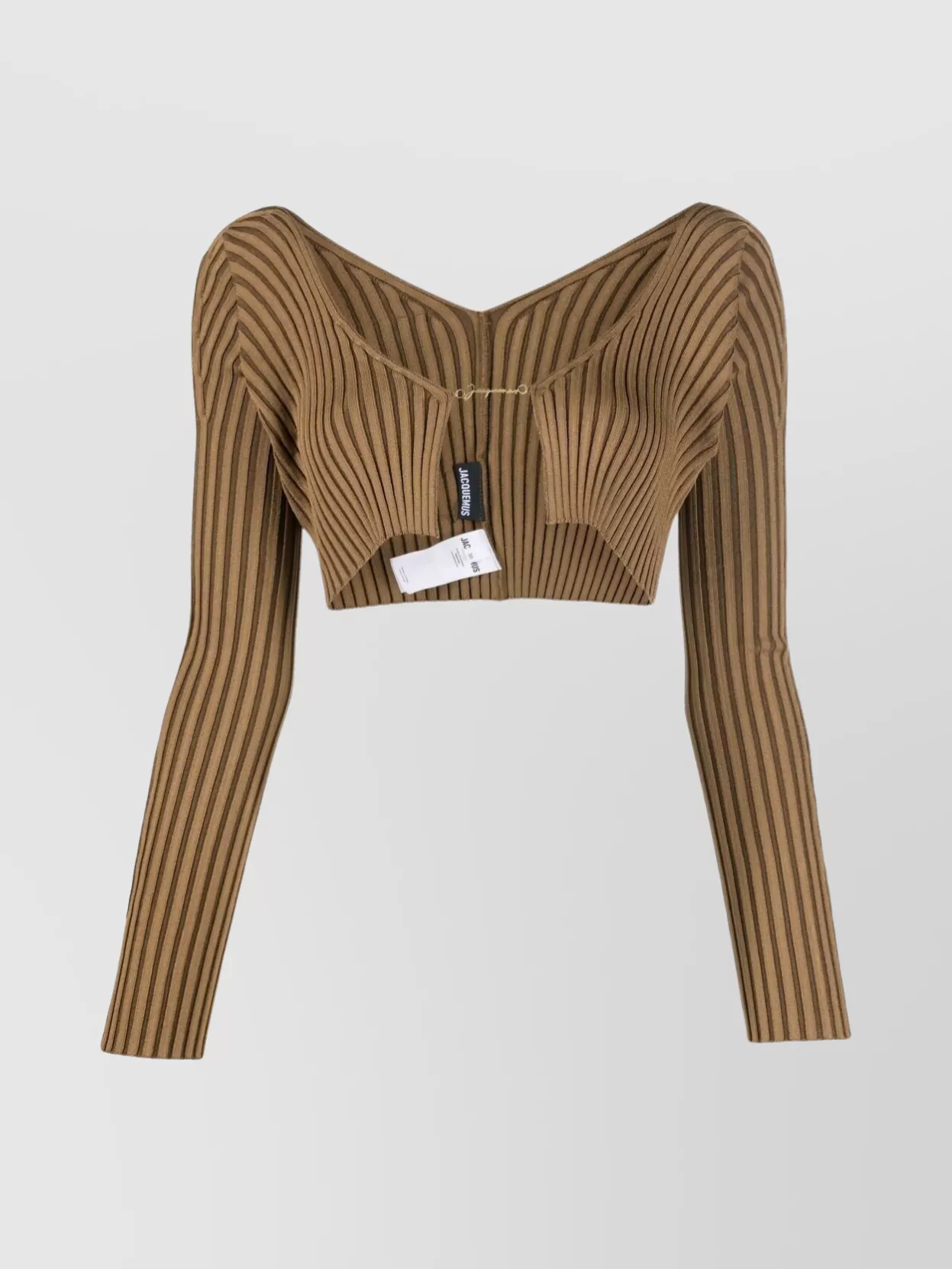 Shop Jacquemus Sleeved Striped Knit Top In Beige