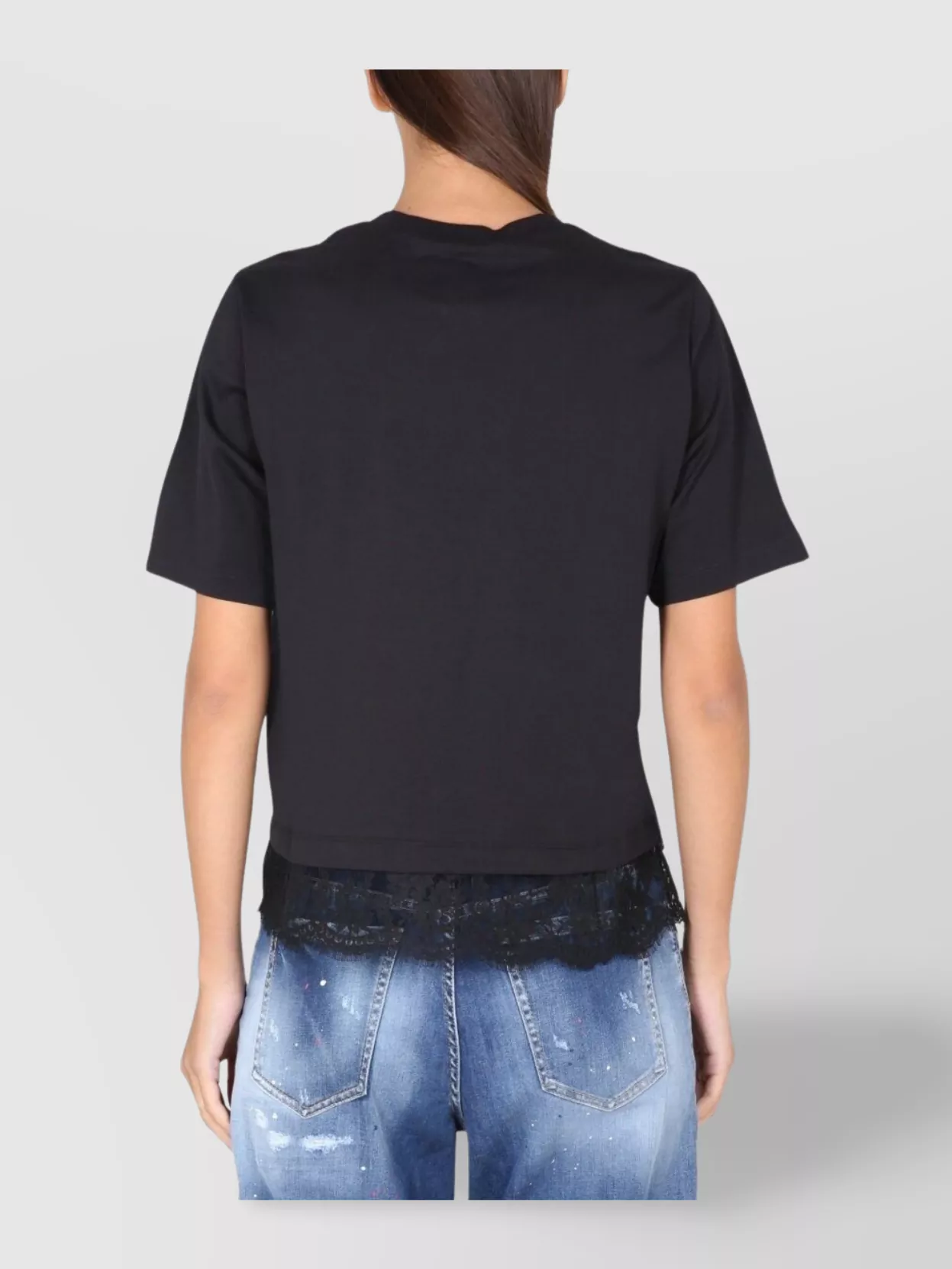 Dsquared2 Logo Crew Neck T-Shirt With Lace Hem