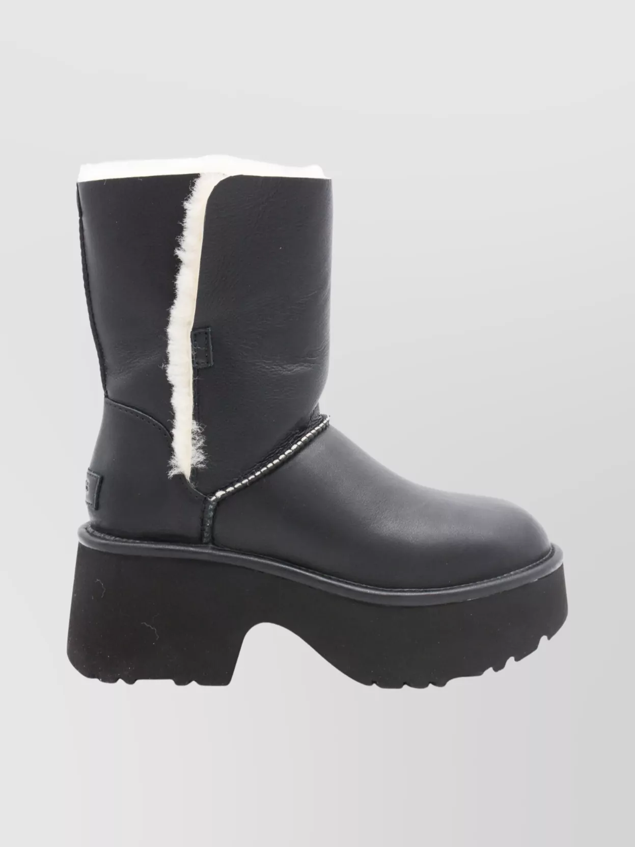 Ugg Leather Fur-Trim Platform Ankle Boots
