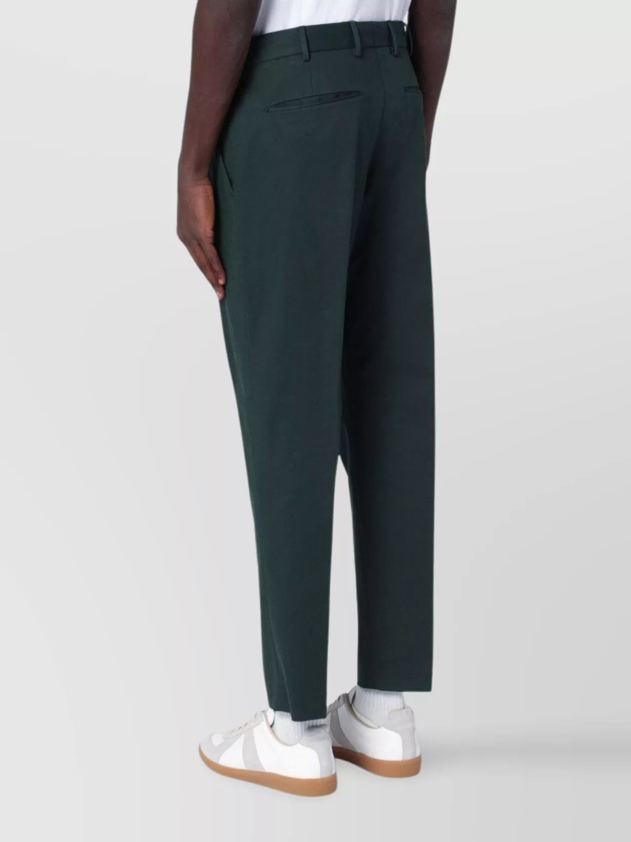 Pt Torino Cotton Trousers With Back Pockets And Belt Loops In Green