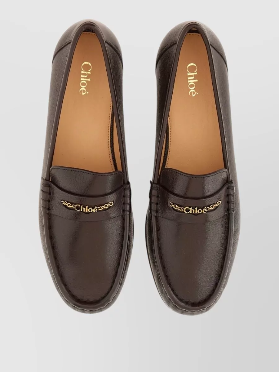 Chloé Leather Loafer Shoe Round Toe Design