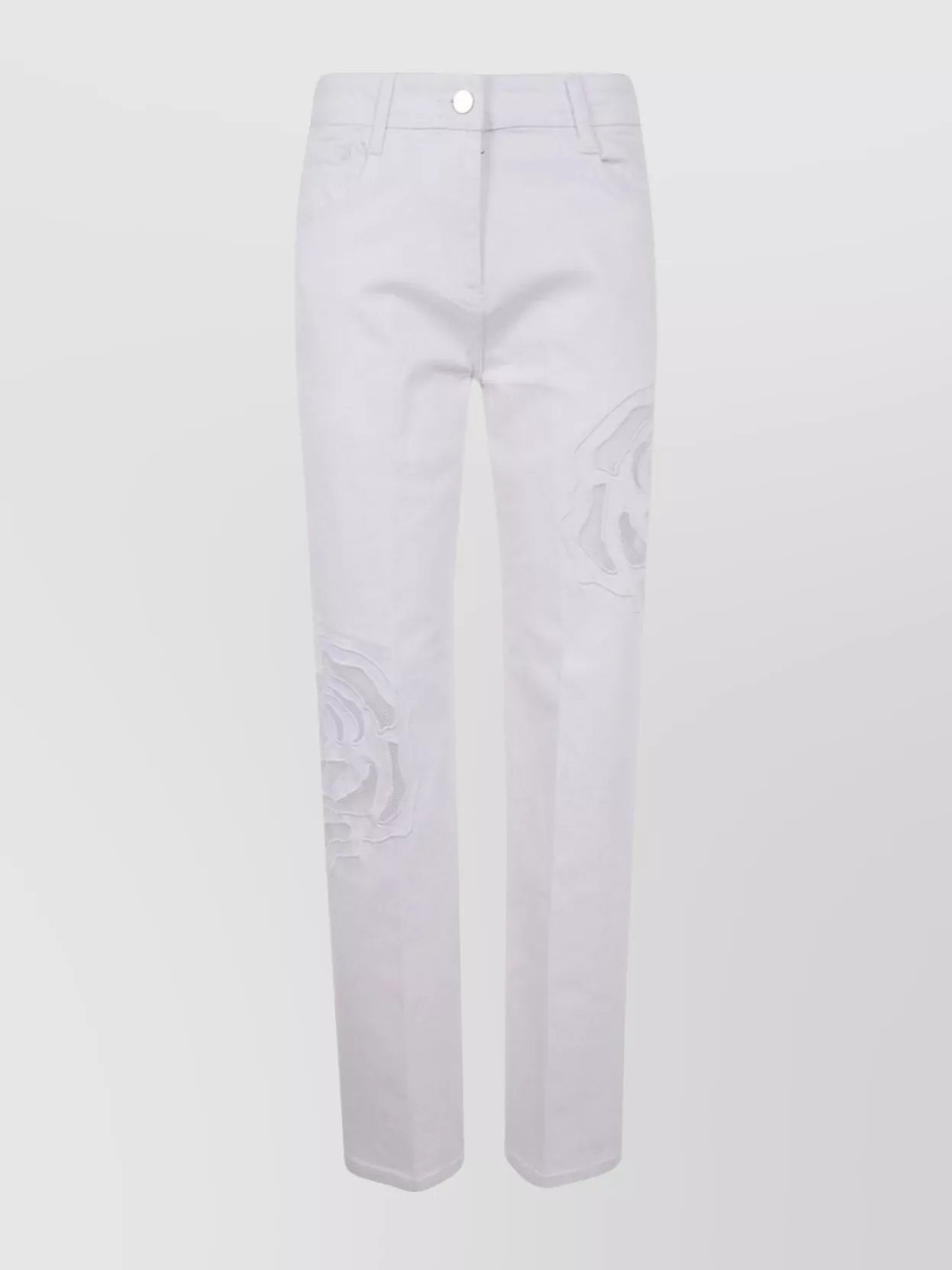 Blugirl Embroidered Mesh Detail Jeans With Rear Pockets In White